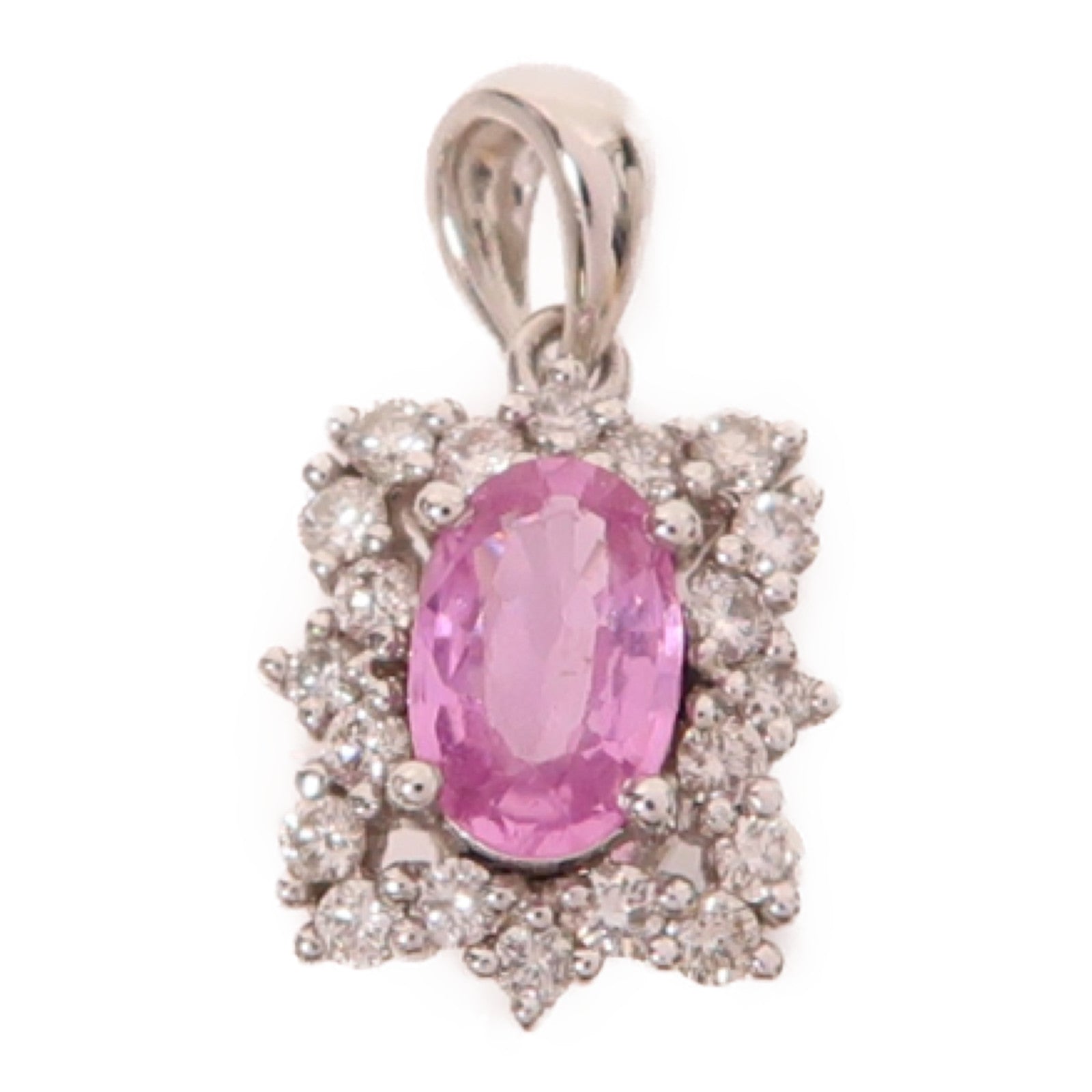 JEWELRY 18K白金Pendant 1.2g 0.51ct粉紅色藍寶石/0.19ct鑽石吊墜