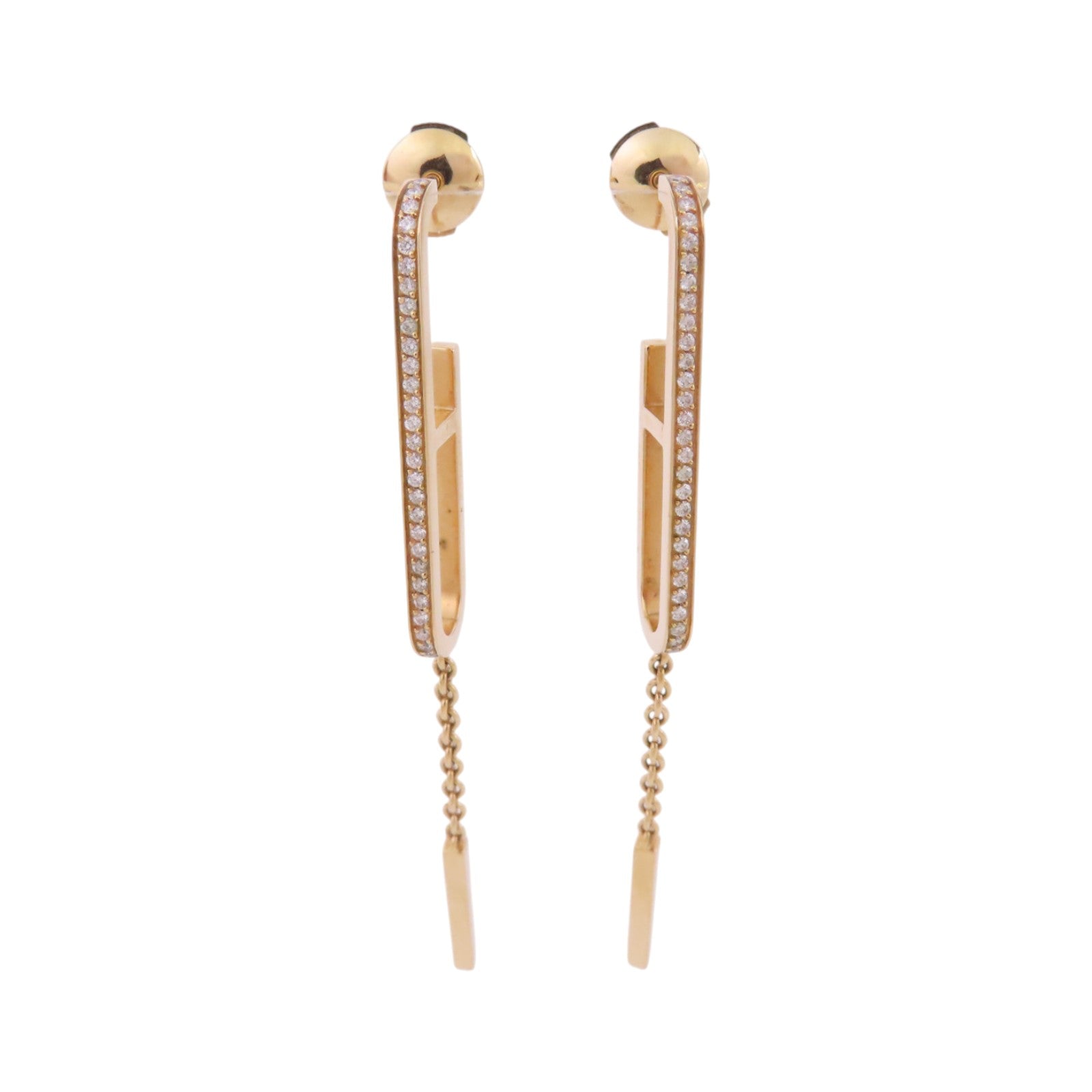 HERMES 18K玫瑰金D'oreilles Every Chain Dance MM Diamond Earrings金扣鑽石耳環