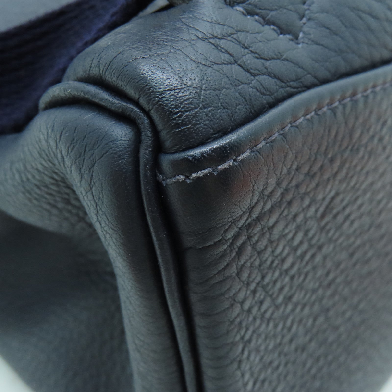 HERMES Clemence Leather Kelly Ado GM Gold Buckle Backpack Dark Indigo