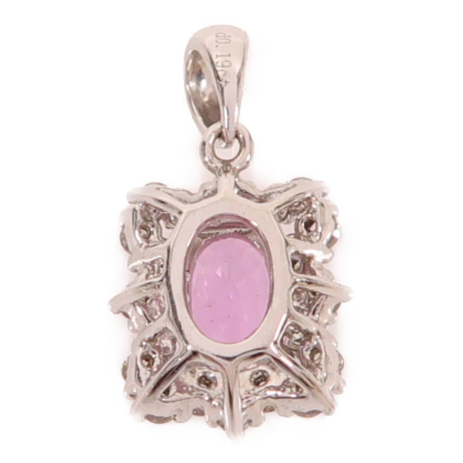 JEWELRY 18K白金Pendant 1.2g 0.51ct粉紅色藍寶石/0.19ct鑽石吊墜