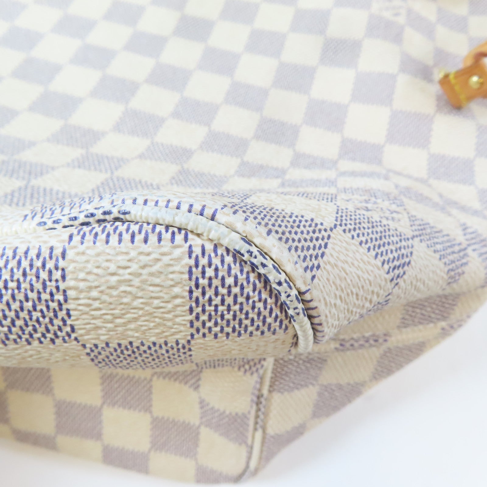 LOUIS VUITTON Damier Azur Neverfull MM金扣手挽袋米色