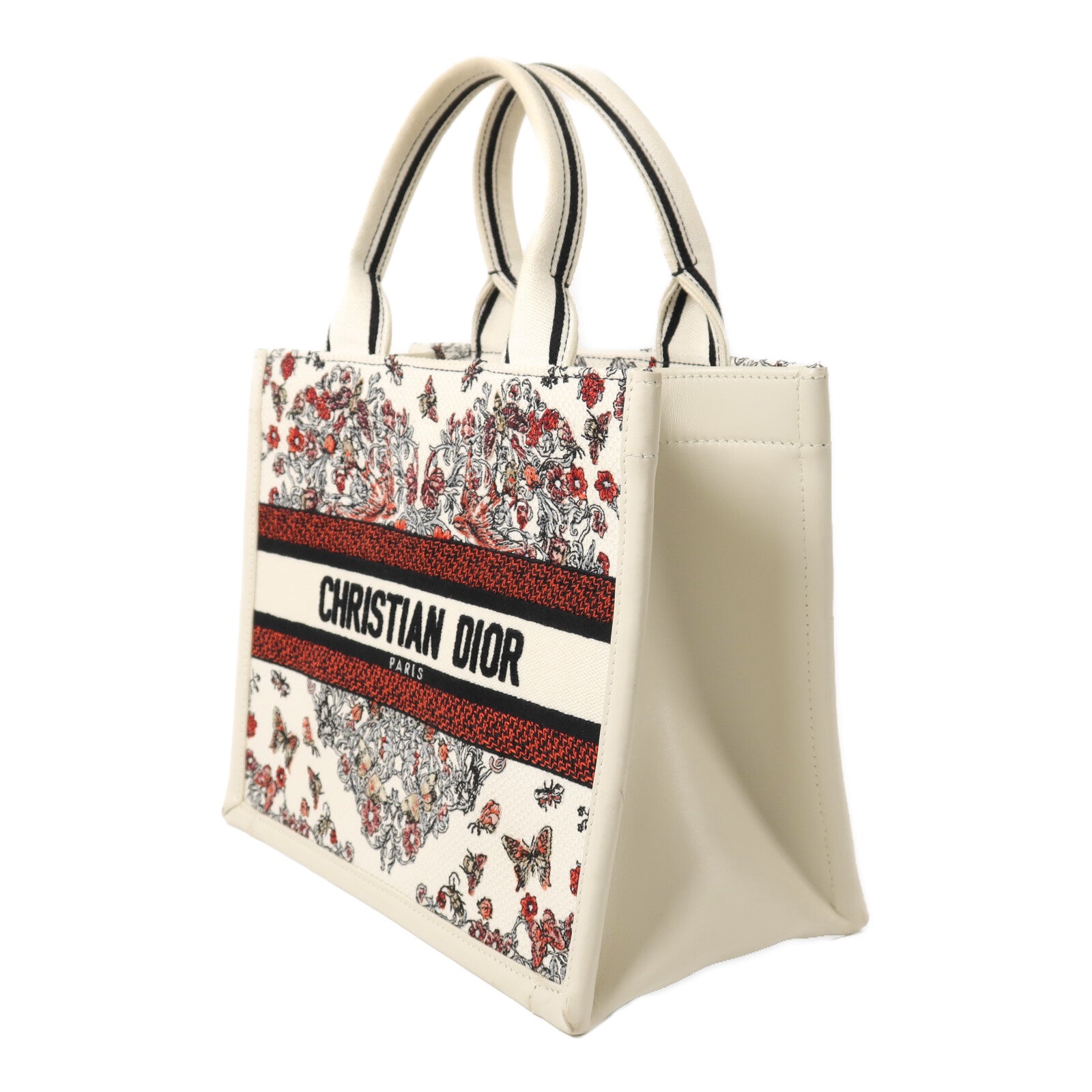 Dior 牛皮皮革/帆布Book Tote PM金扣手挽肩背兩用袋
