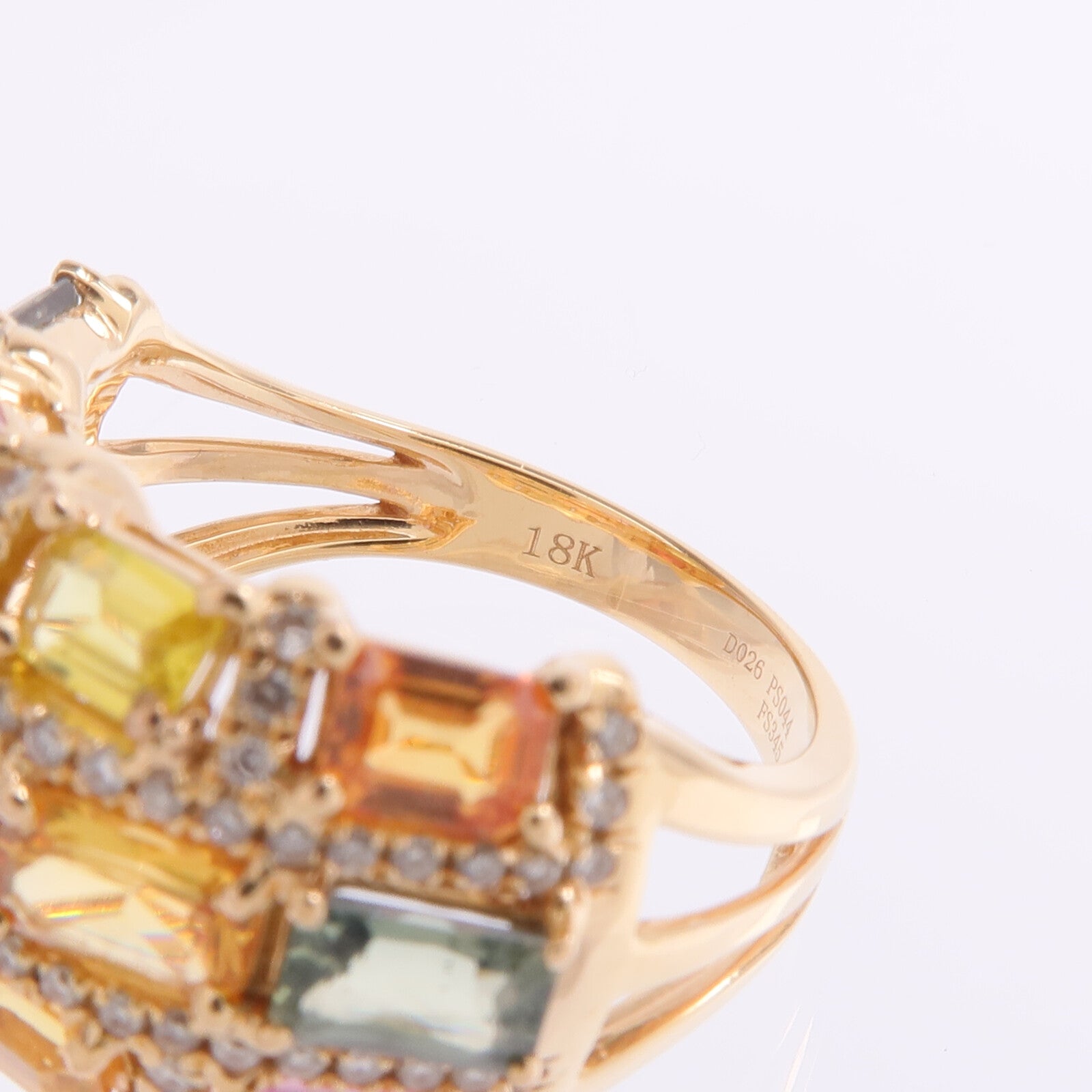 JEWELRY 18K黃金Sapphire Diamond Ring彩色藍寶石/鑽石戒指US#6.25