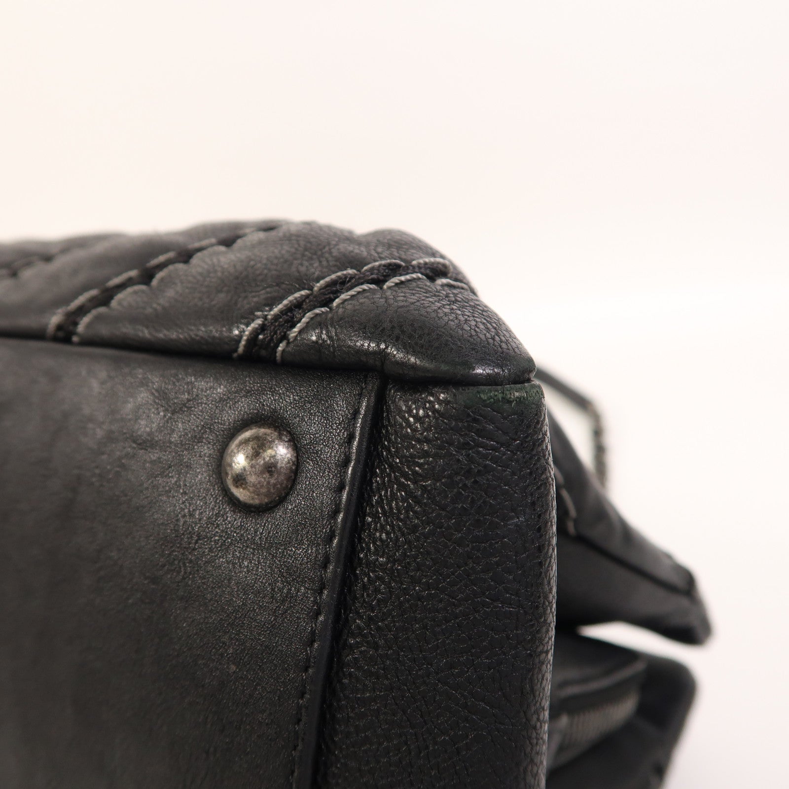 CHANEL 牛皮皮革2 Way Shoulder銀扣手挽肩背兩用袋