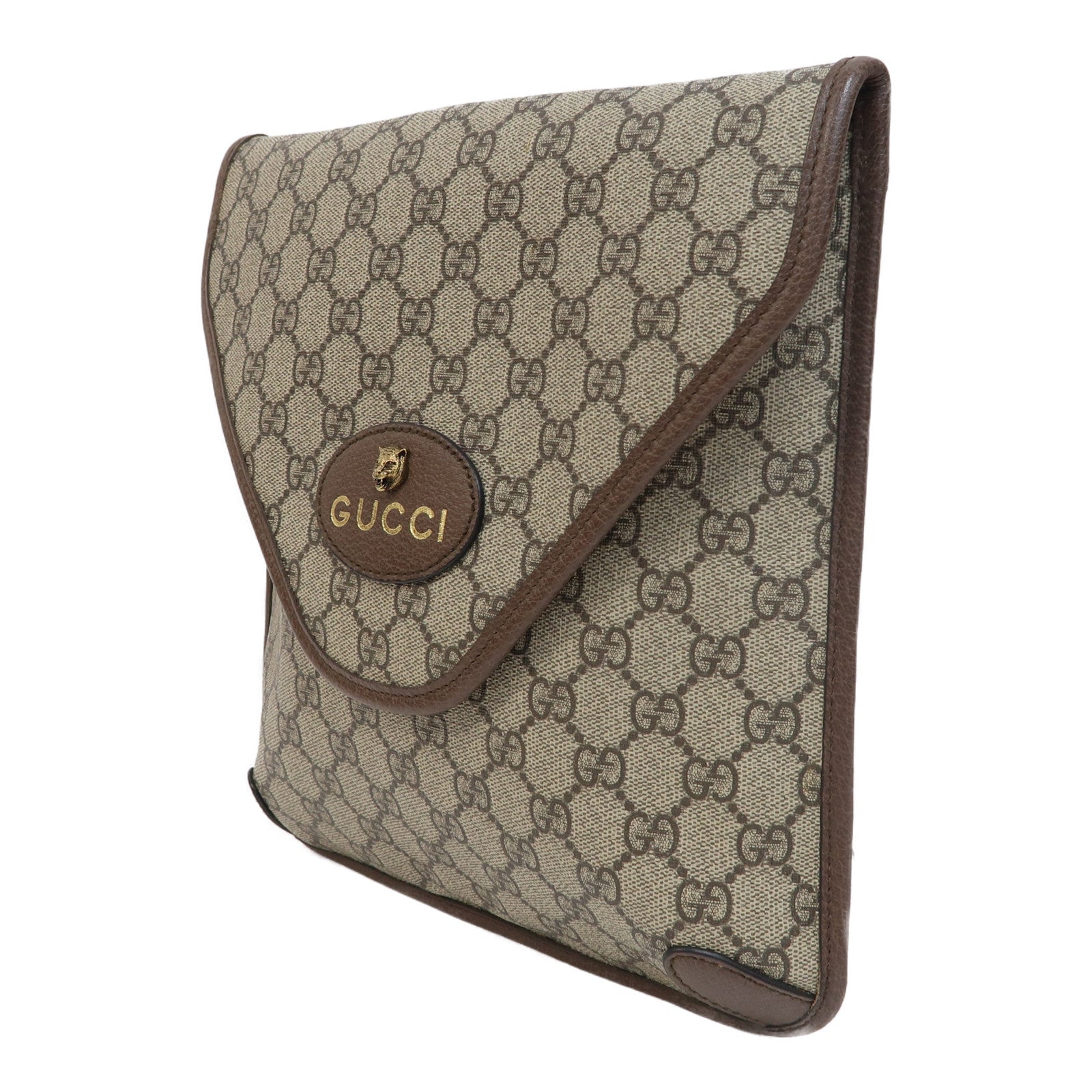 GUCCI 【激減優惠】塗層帆布Rajah金扣肩背袋啡色