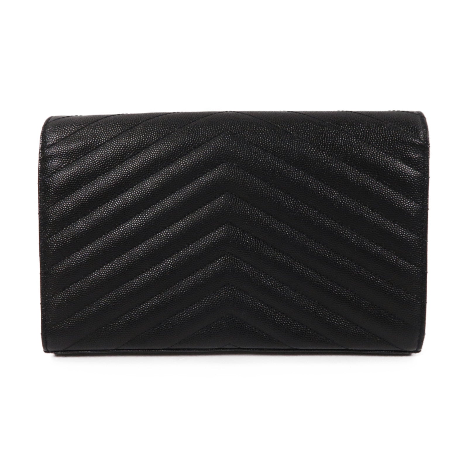 SAINT LAURENT 牛皮皮革Wallet On Chain鏈帶肩背袋黑色