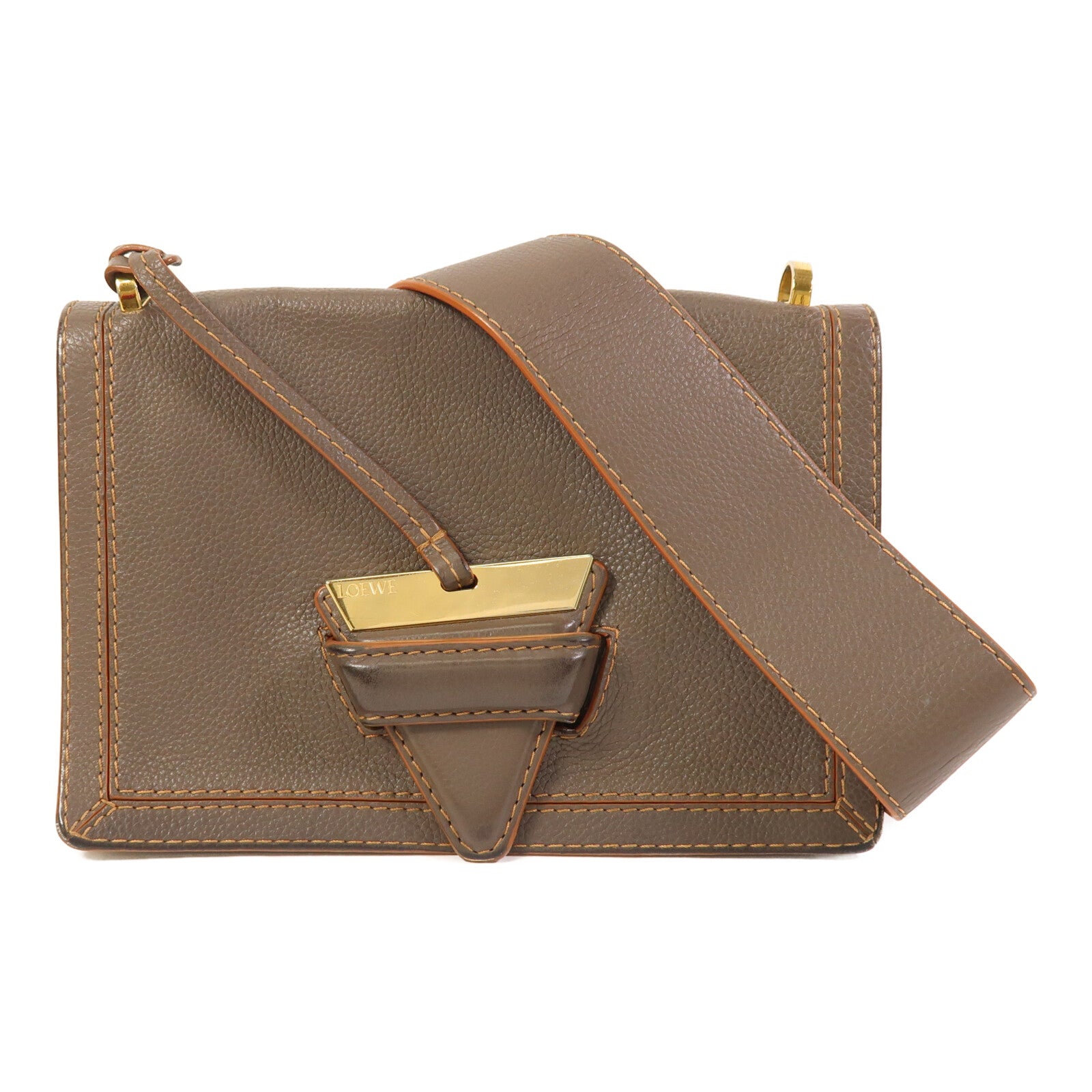 LOEWE 牛皮皮革Barcelona Medium金扣肩背袋