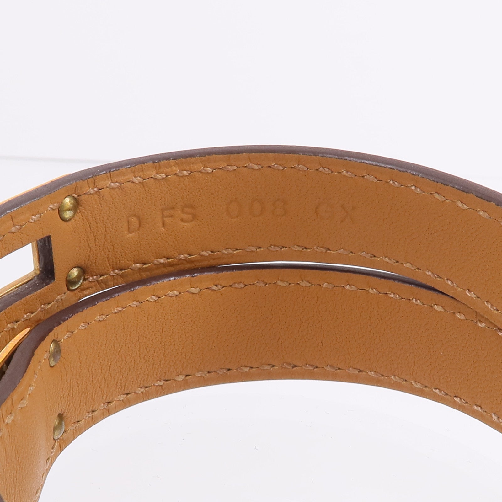 HERMES 【激減優惠】Epsom皮革Kelly Double Tour Bracelet手帶Etoupe