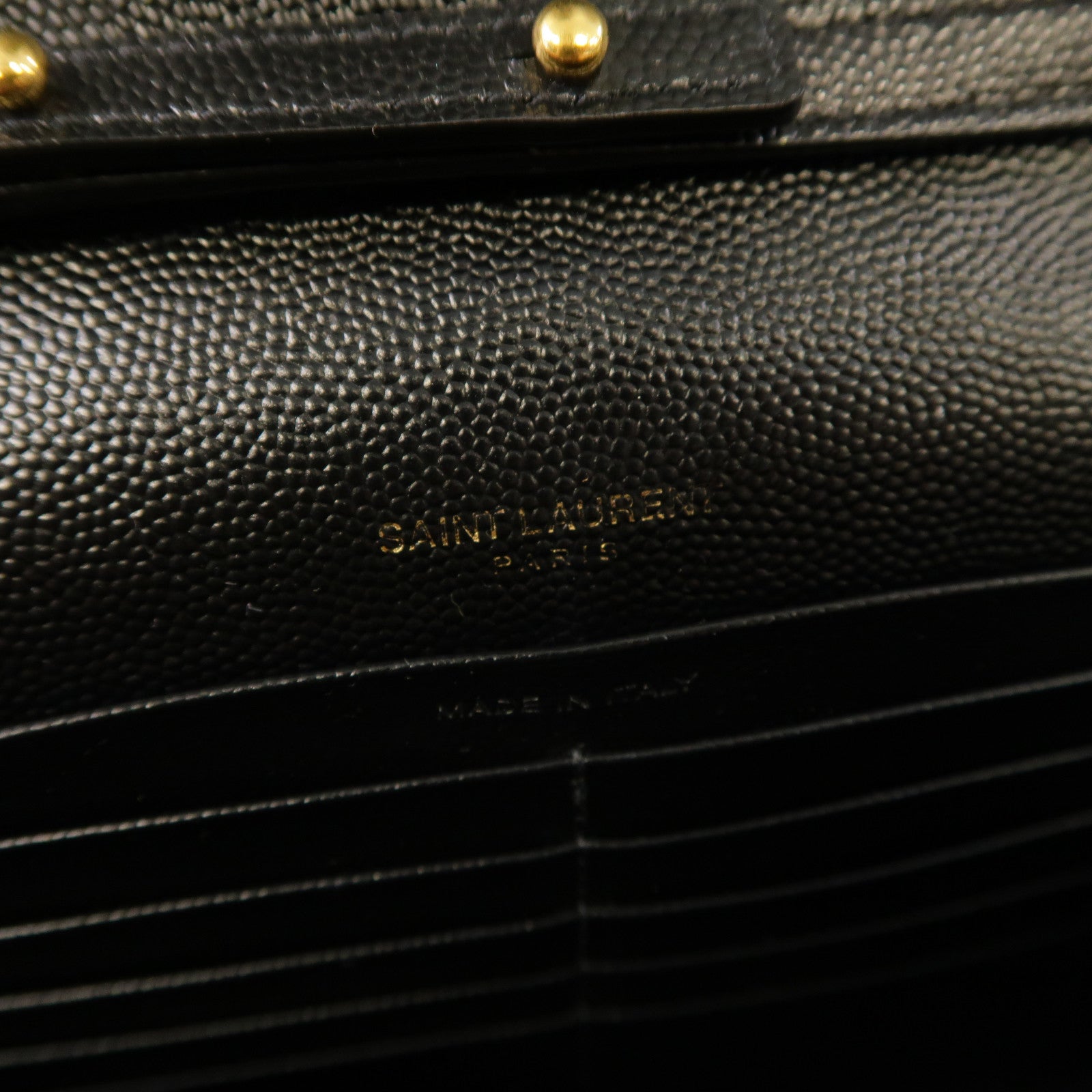 SAINT LAURENT 斜紋牛皮皮革Cassandre金扣鏈帶肩背袋黑色