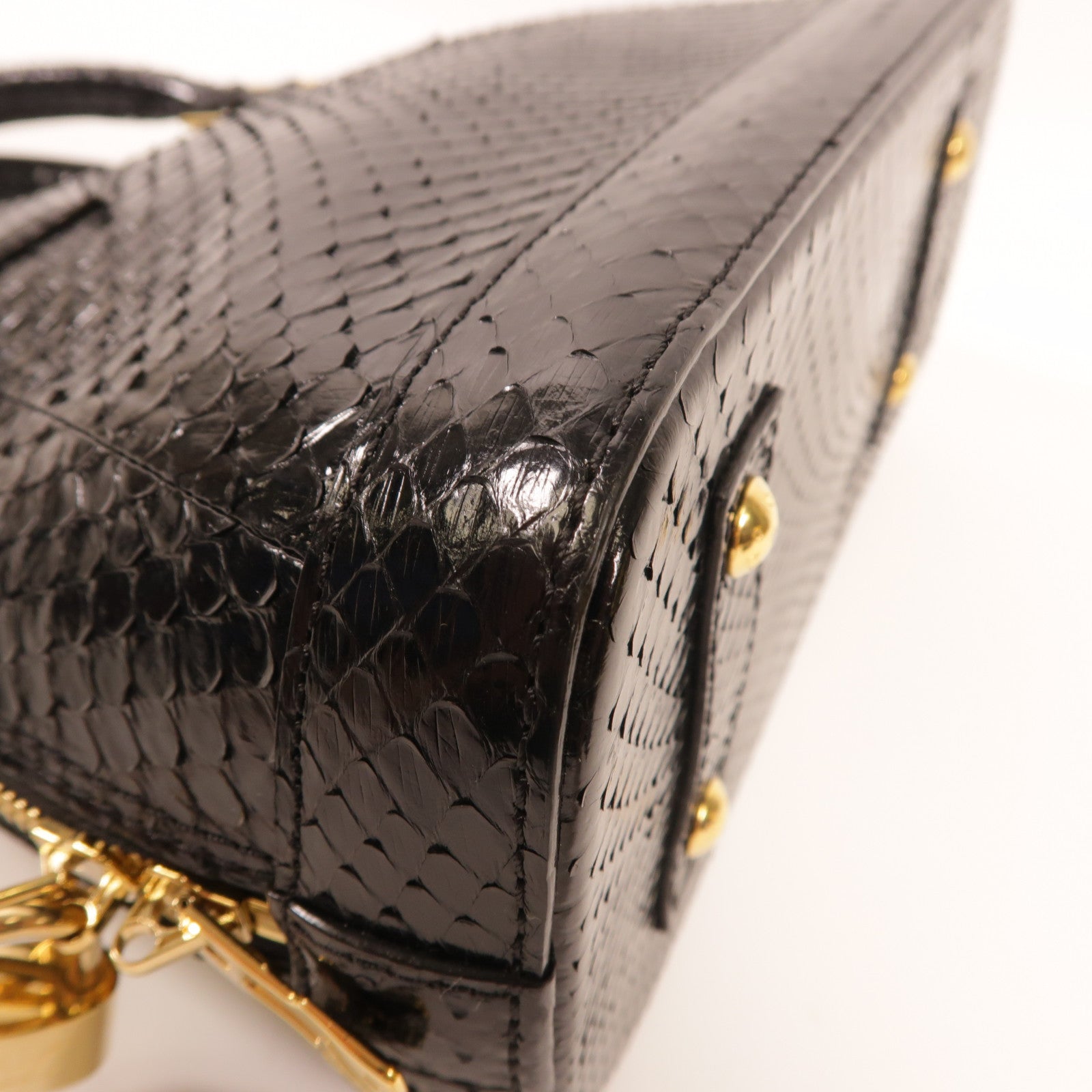 LOUIS VUITTON 【激減優惠】蛇皮皮革Alma BB金扣手挽袋