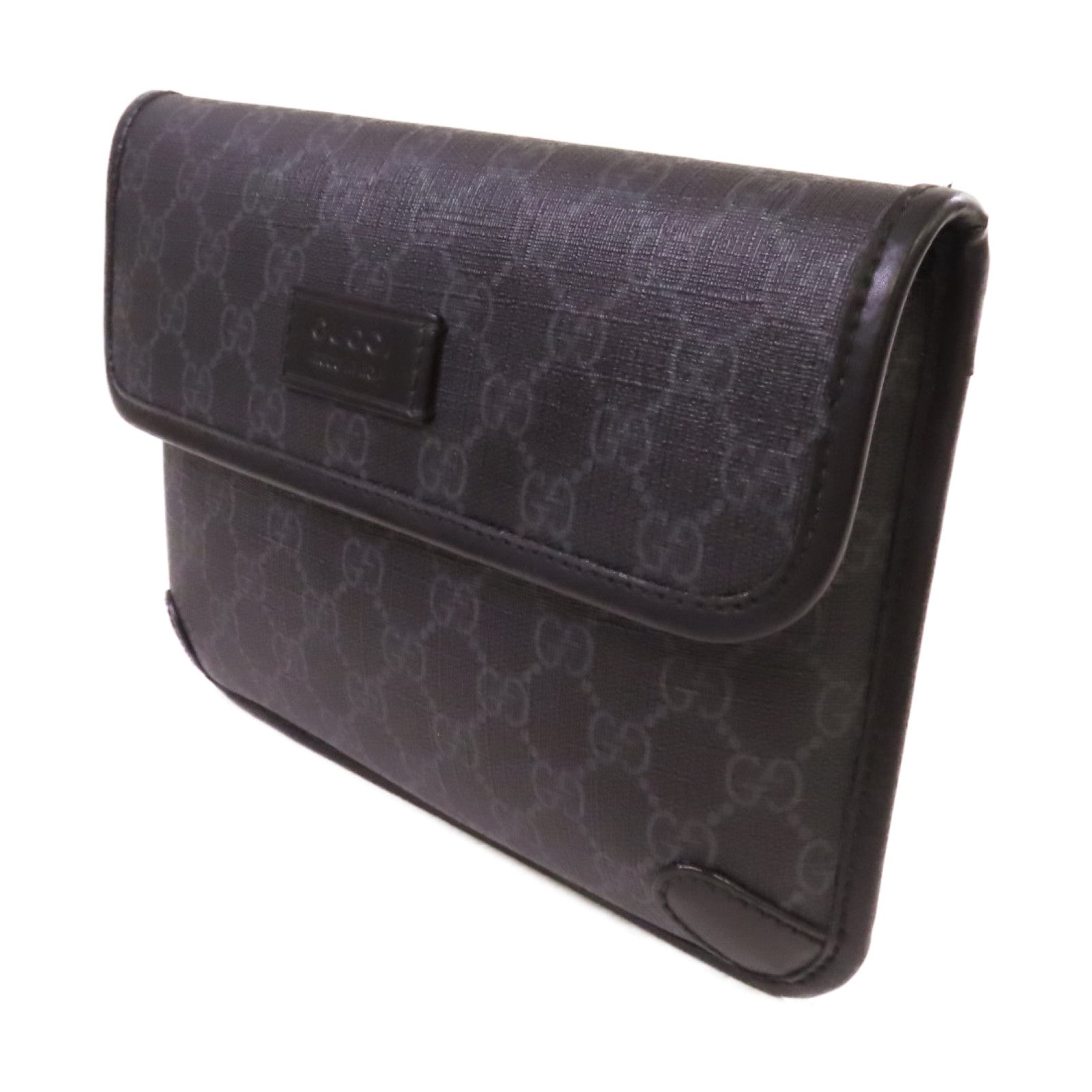 GUCCI 塗層帆布Supreme Belt Bag銀扣肩背腰袋黑色