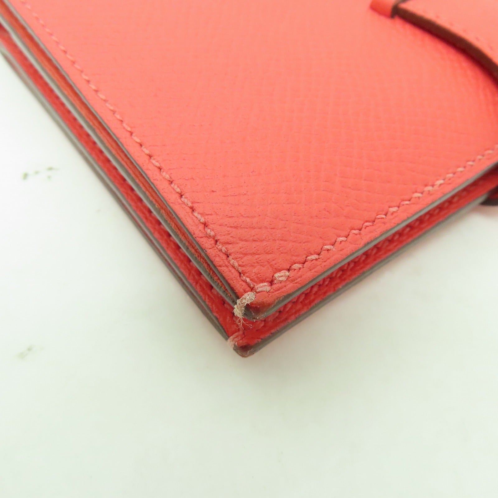 HERMES 【激減優惠】Epsom皮革Bearn Compact wallet銀扣錢包粉紅色