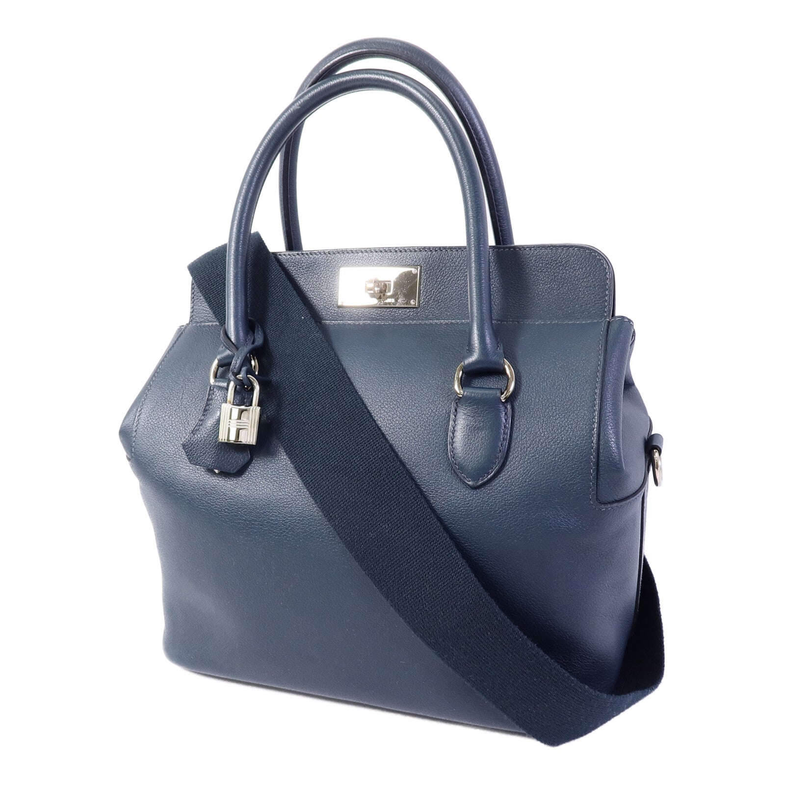 HERMES Evercolor皮革Toolbox 26手挽肩背兩用袋Bleu Ocean