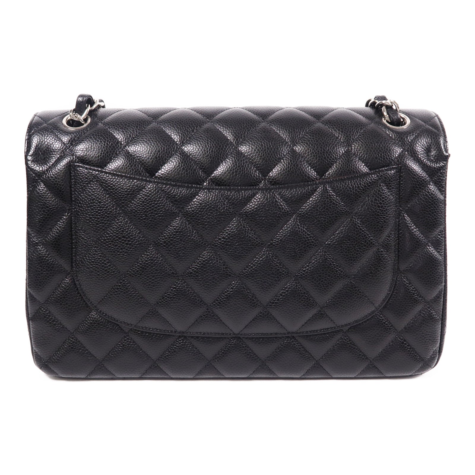 CHANEL 牛皮皮革Large Classic銀扣鏈帶肩背袋
