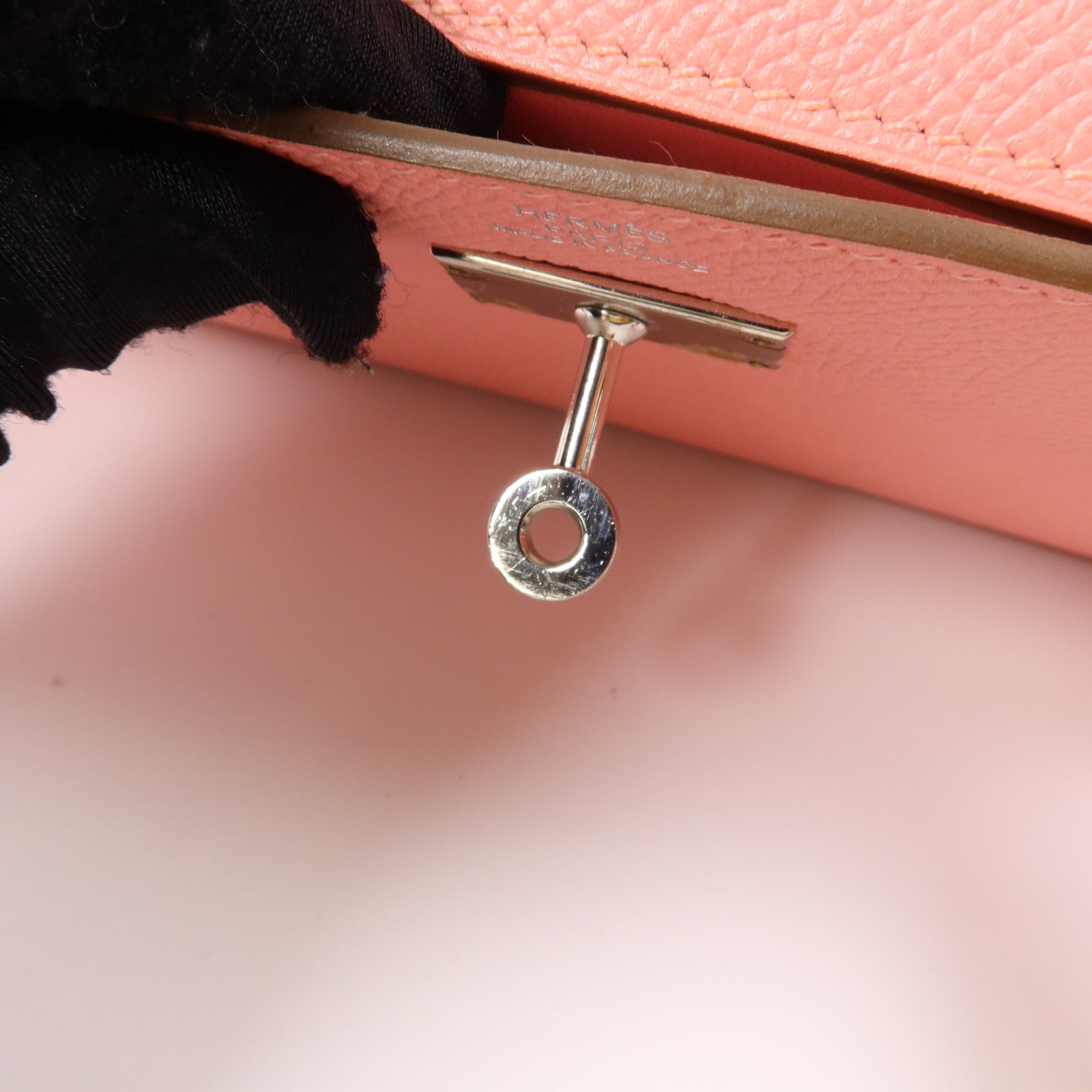 HERMES Epsom皮革Kelly Long Wallet銀扣長錢包Rose Confetti