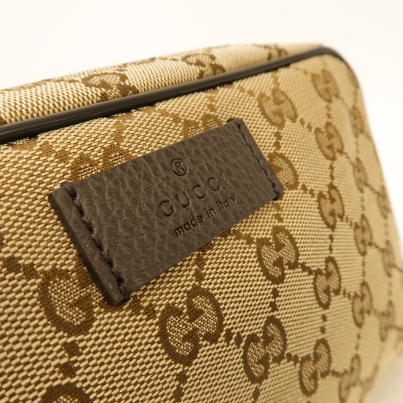 GUCCI 帆布Waist Bag銀扣腰包棕色