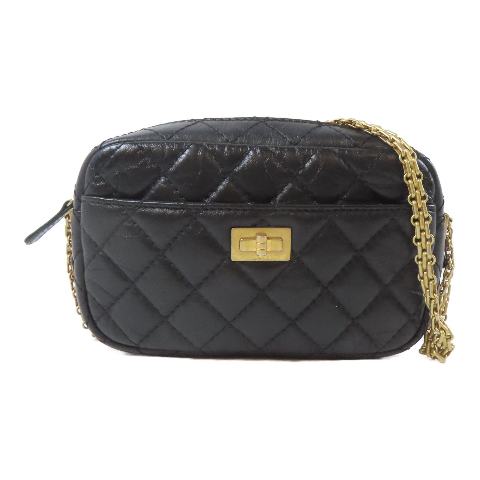 CHANEL 【激減優惠】菱格牛皮皮革2.55 Camera Bag金扣鏈帶肩背袋黑色