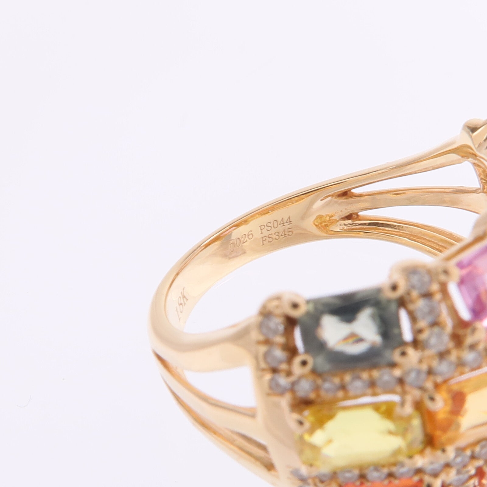JEWELRY 18K黃金Sapphire Diamond Ring彩色藍寶石/鑽石戒指US#6.25