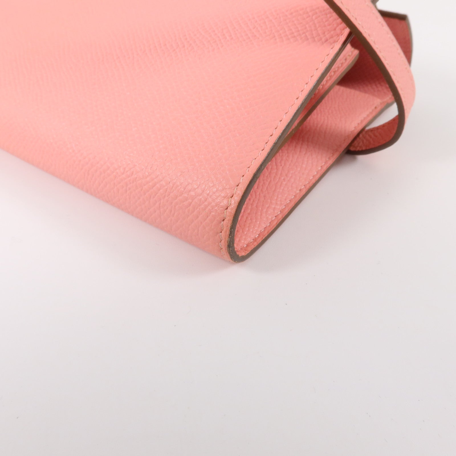 HERMES Epsom皮革Kelly Long Wallet銀扣長錢包Rose Confetti