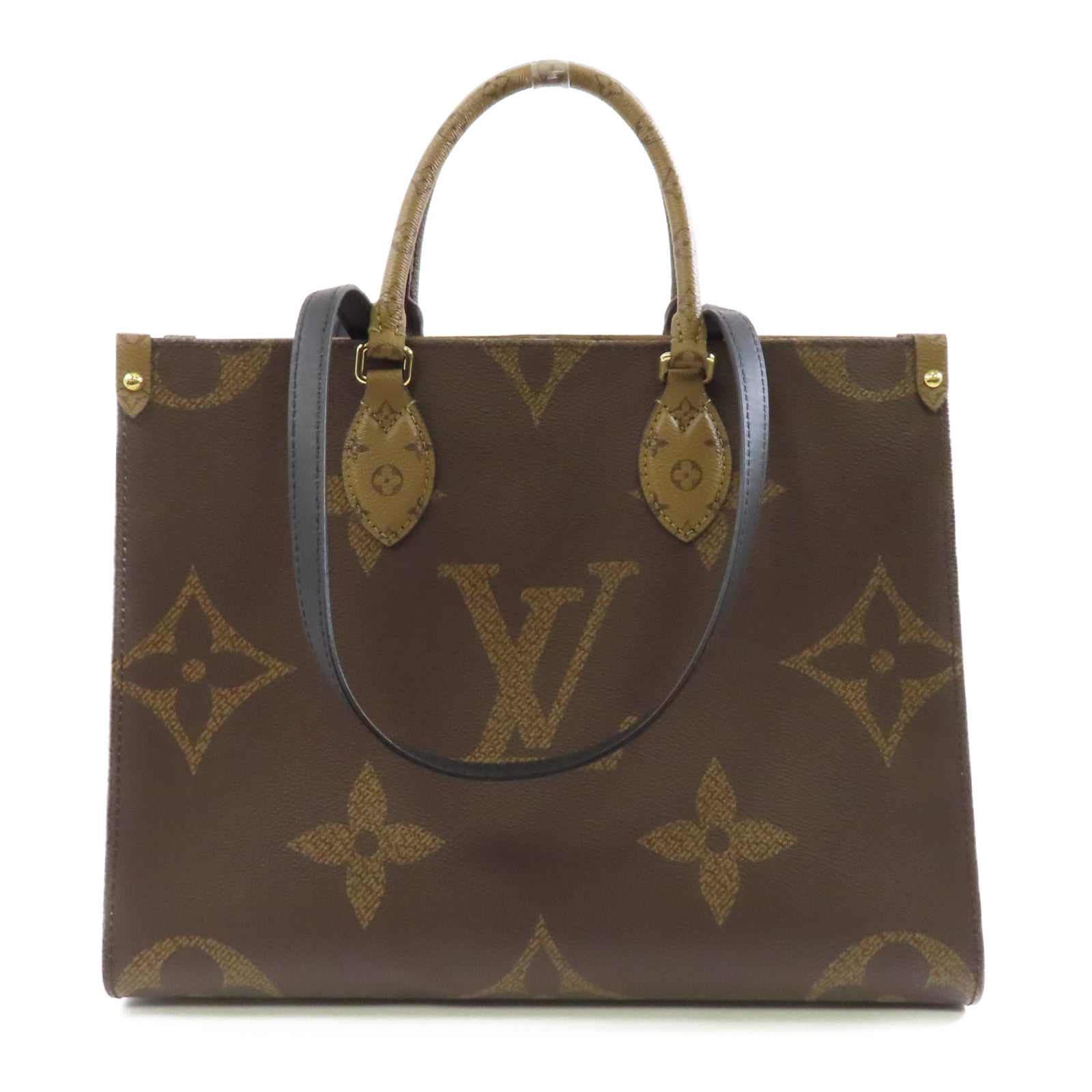 LOUIS VUITTON Monogram Giant/Monogram Reverse On The Go MM金扣手挽肩背兩用袋啡色