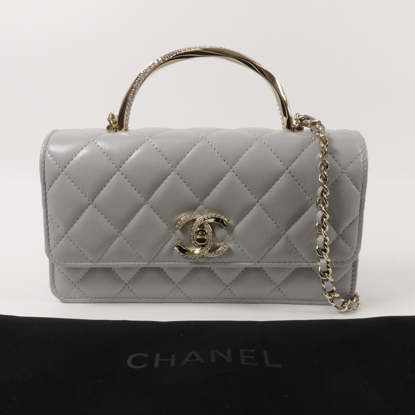 CHANEL 羊皮皮革Chain Shoulder鏈帶手挽肩背兩用袋