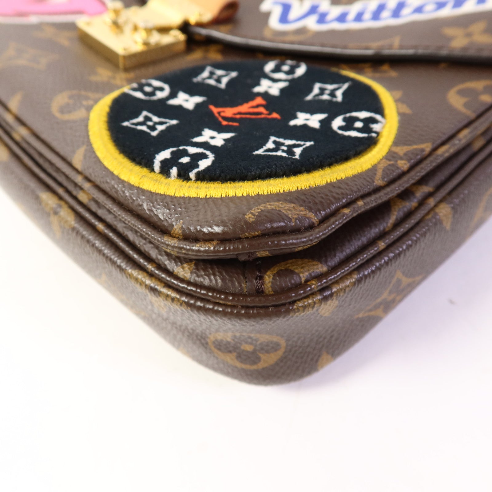 LOUIS VUITTON Monogram Patches Pochette Metis金扣手挽肩背兩用袋棕色