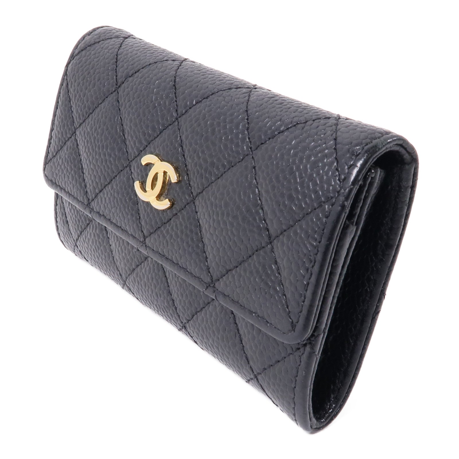 CHANEL 牛皮皮革Card Case金扣卡片套黑色