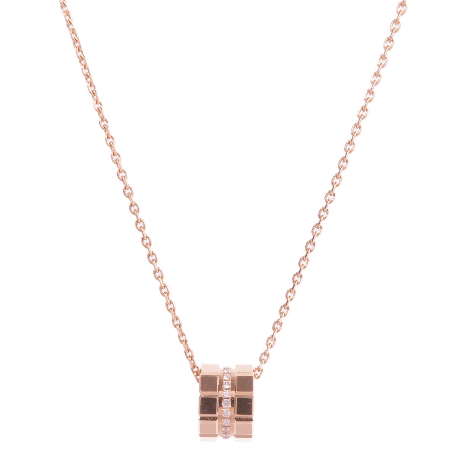 Chopard 18K玫瑰金Ice Cube鑽石項鍊