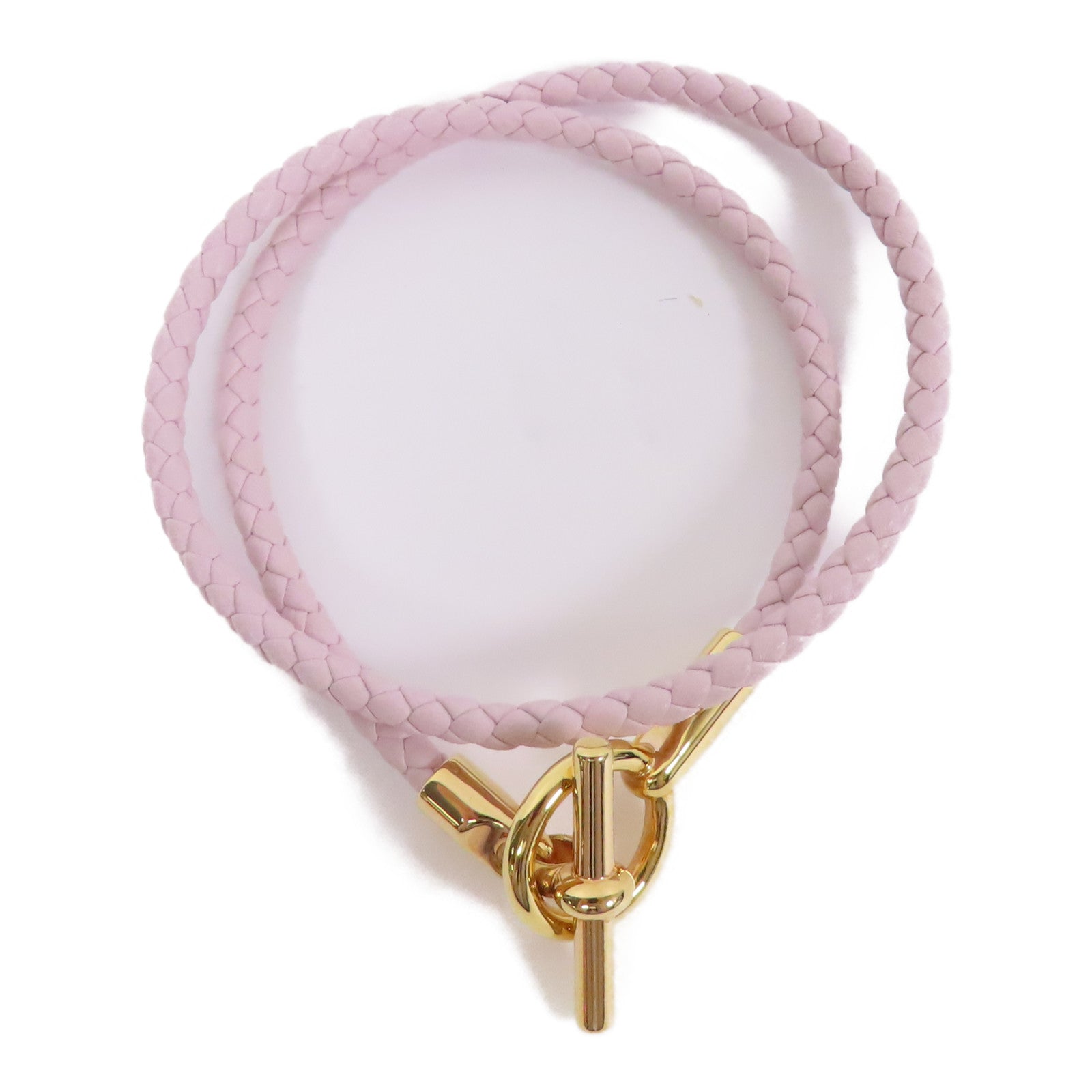 HERMES 皮革Glenan Double Tour Bracelet手鐲Mauve Pale