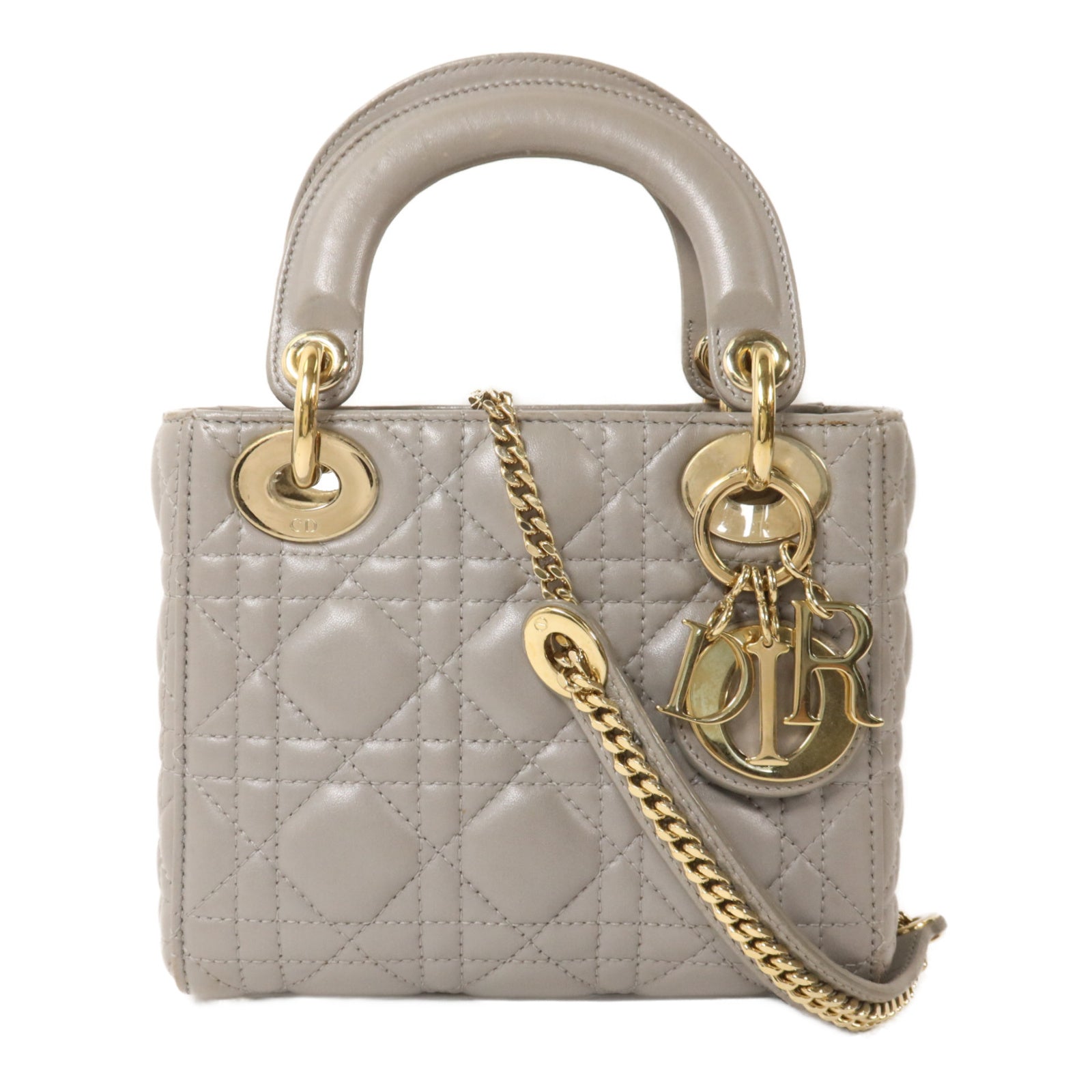 Dior 羊皮皮革Lady Dior Mini鏈帶手挽肩背兩用袋