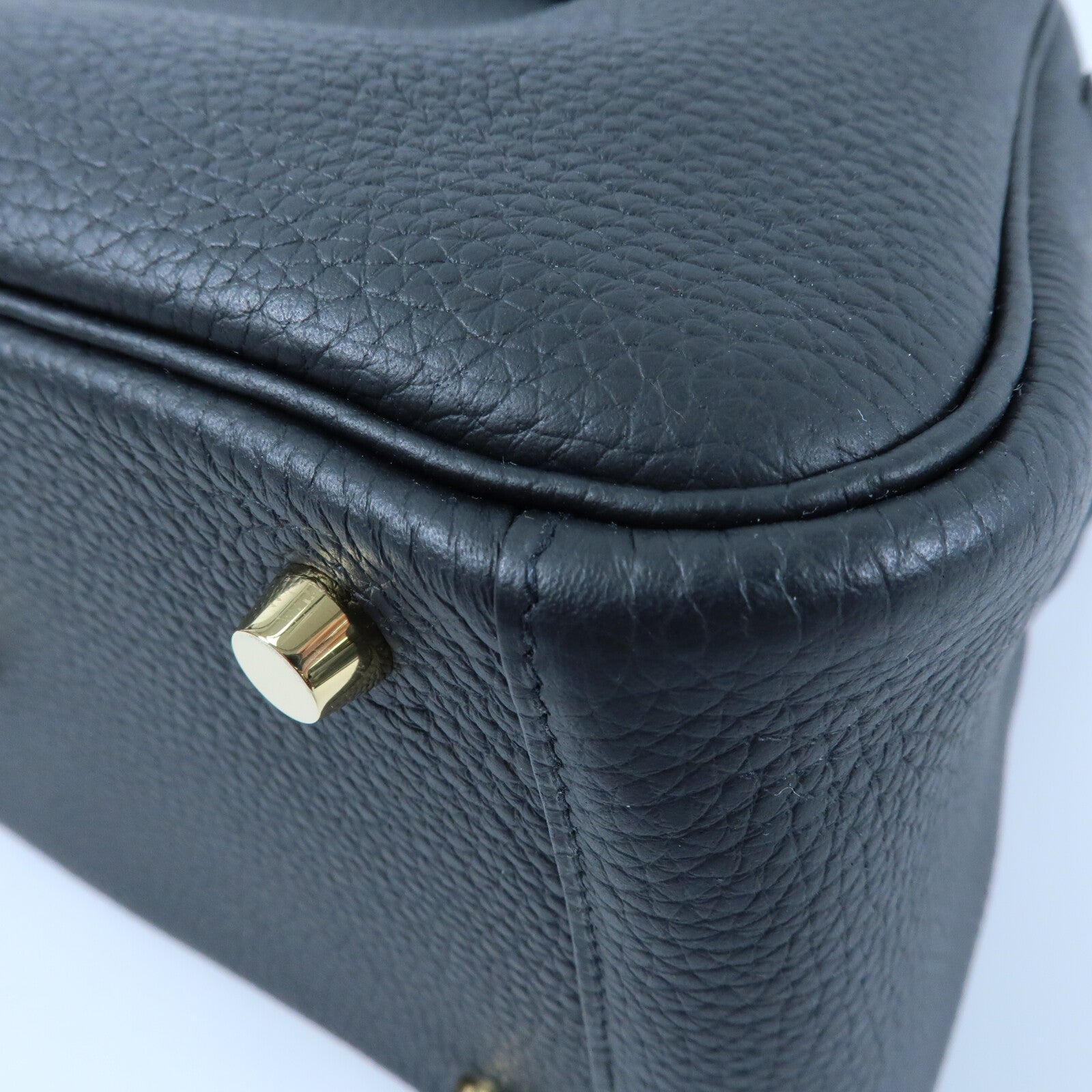 HERMES Clemence皮革Lindy 26金扣手挽肩背兩用袋Noir