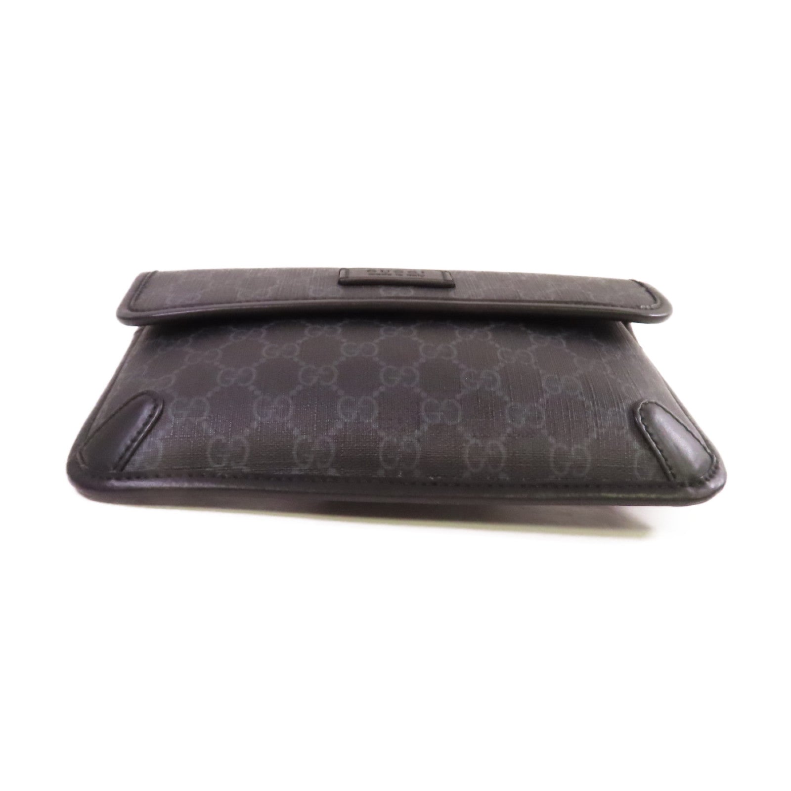 GUCCI 塗層帆布Supreme Belt Bag銀扣肩背腰袋黑色