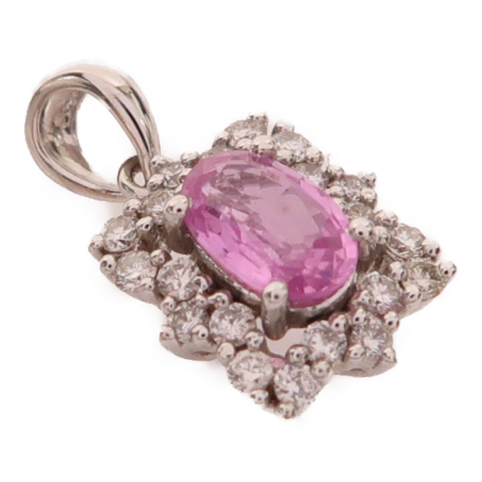 JEWELRY 18K白金Pendant 1.2g 0.51ct粉紅色藍寶石/0.19ct鑽石吊墜