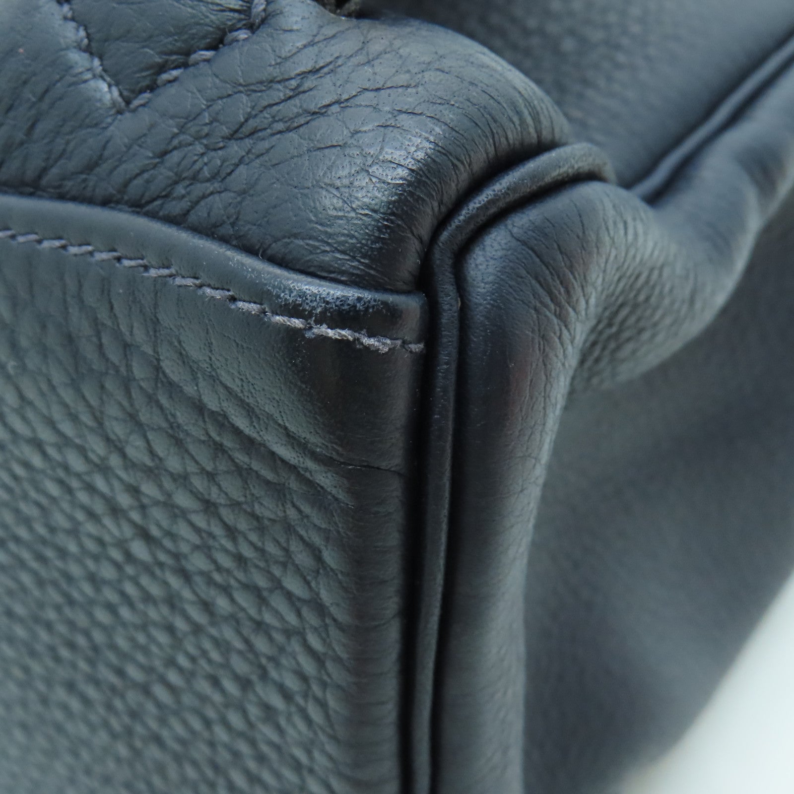 HERMES Clemence Leather Kelly Ado GM Gold Buckle Backpack Dark Indigo