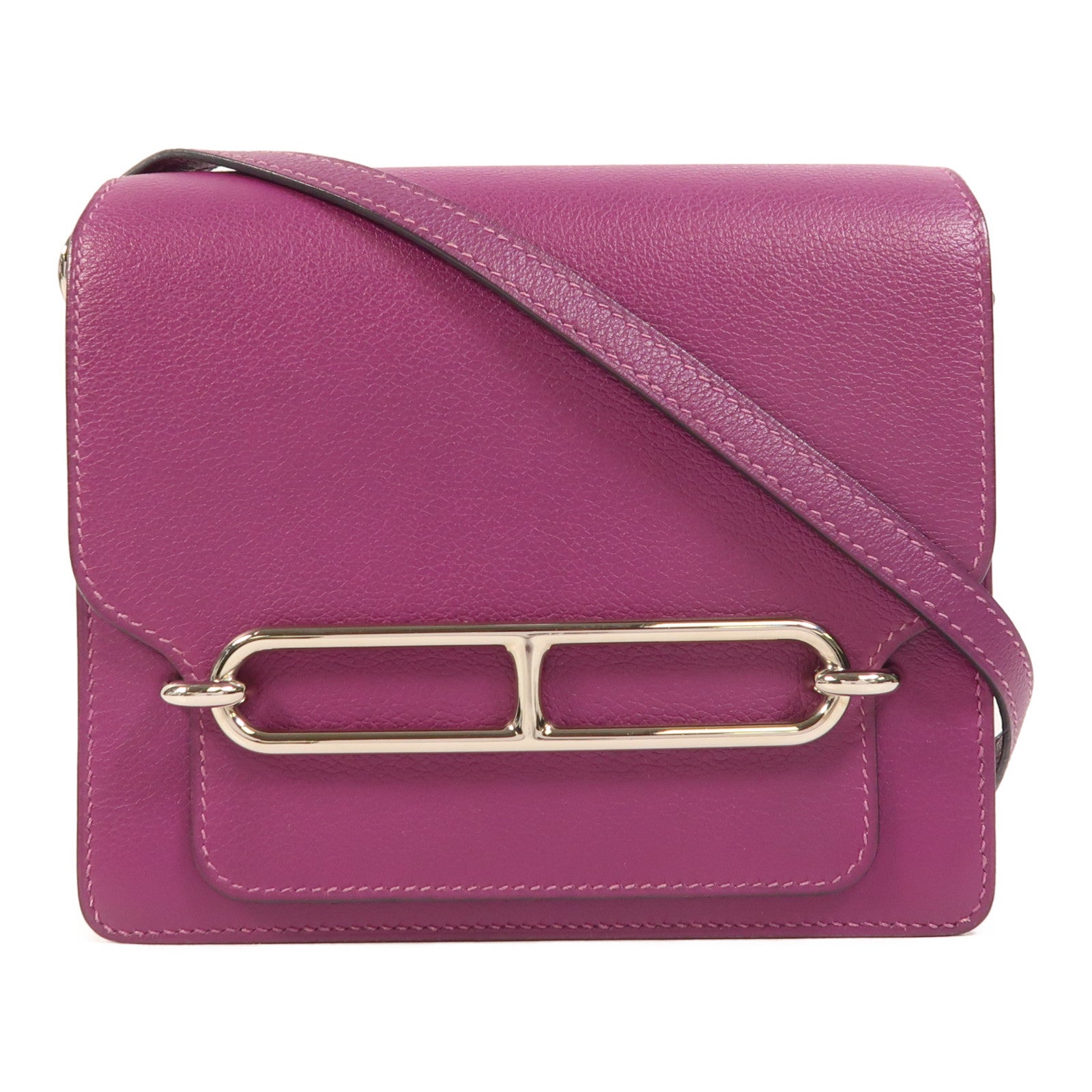 HERMES Evercolor皮革Roulis Mini銀扣肩背袋Anemone