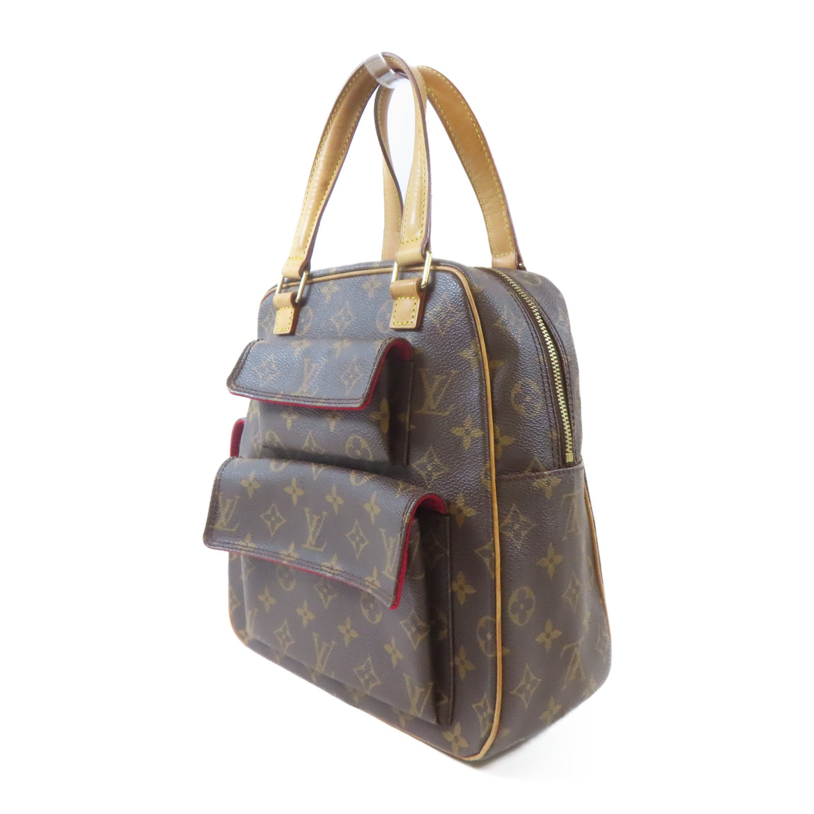 LOUIS VUITTON Monogram Excentri-cite金扣手挽袋啡色/紅色