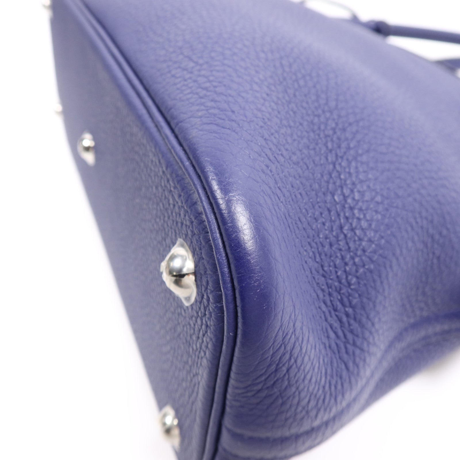 HERMES Clemence皮革Bolide 31金扣手挽袋Bleu Encre