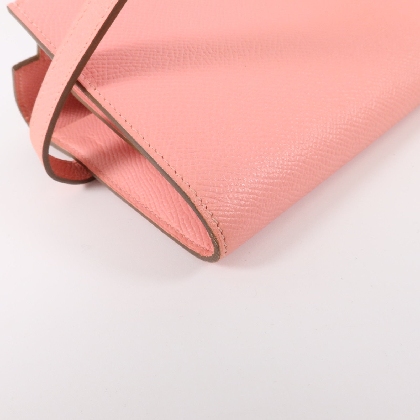 HERMES Epsom皮革Kelly Long Wallet銀扣長錢包Rose Confetti