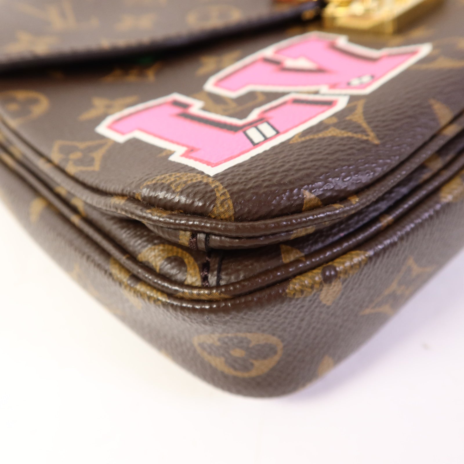 LOUIS VUITTON Monogram Patches Pochette Metis金扣手挽肩背兩用袋棕色