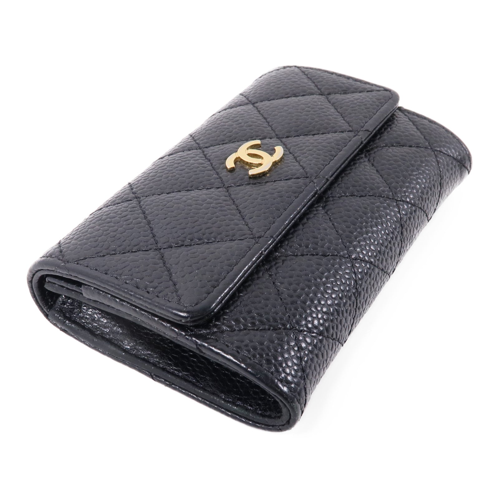CHANEL 牛皮皮革Card Case金扣卡片套黑色