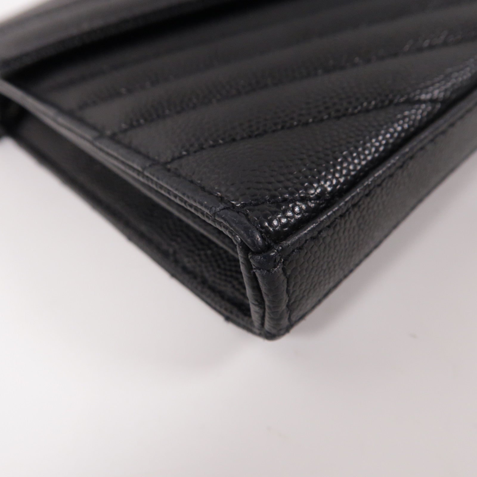 SAINT LAURENT 牛皮皮革Wallet On Chain鏈帶肩背袋黑色