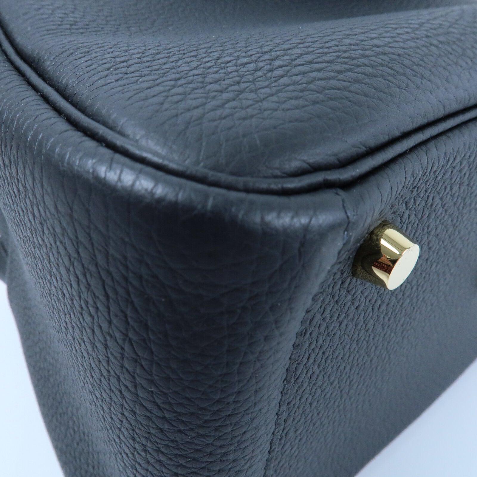 HERMES Clemence皮革Lindy 26金扣手挽肩背兩用袋Noir