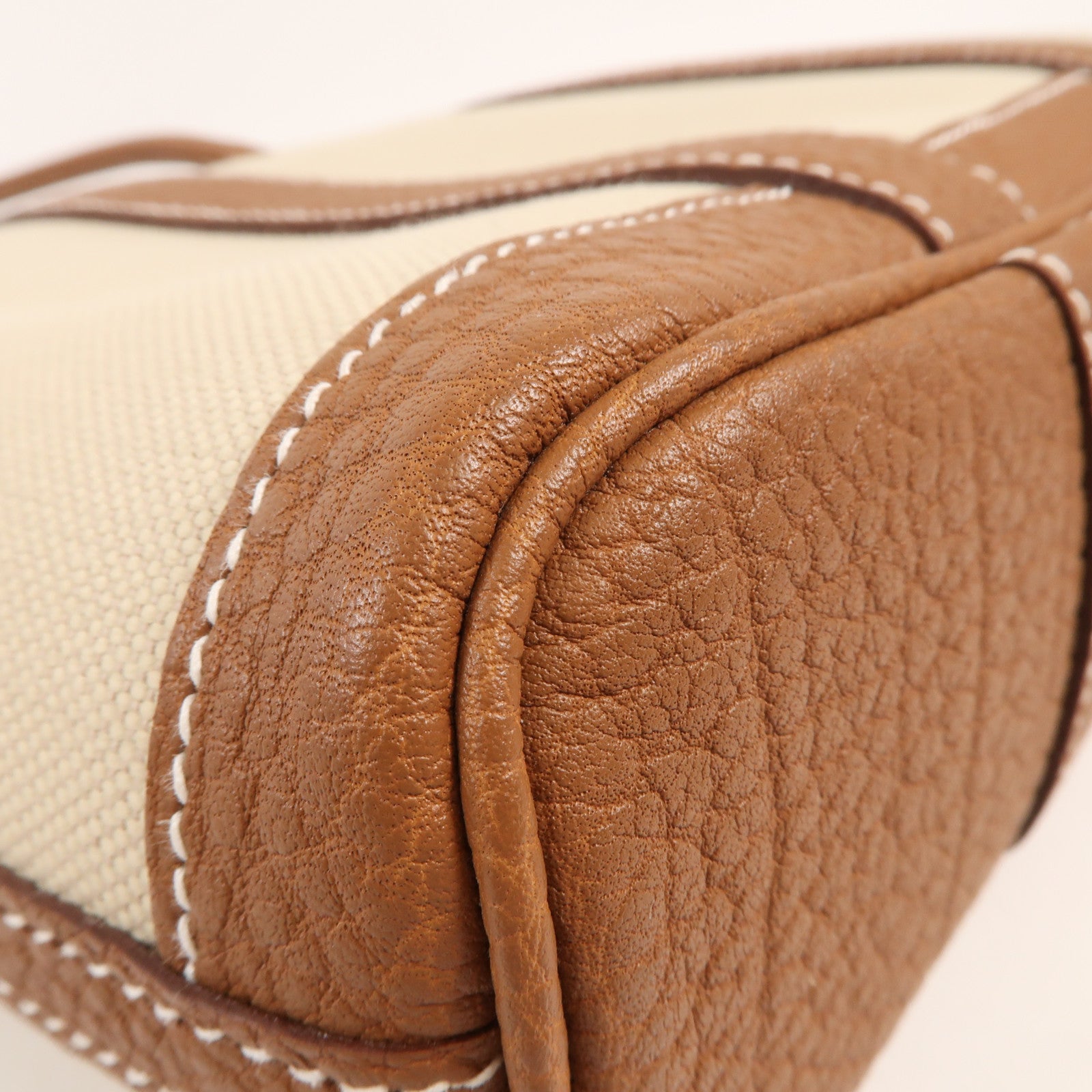 HERMES 帆布Garden File PM銀扣手挽肩背兩用袋Gold/Beton