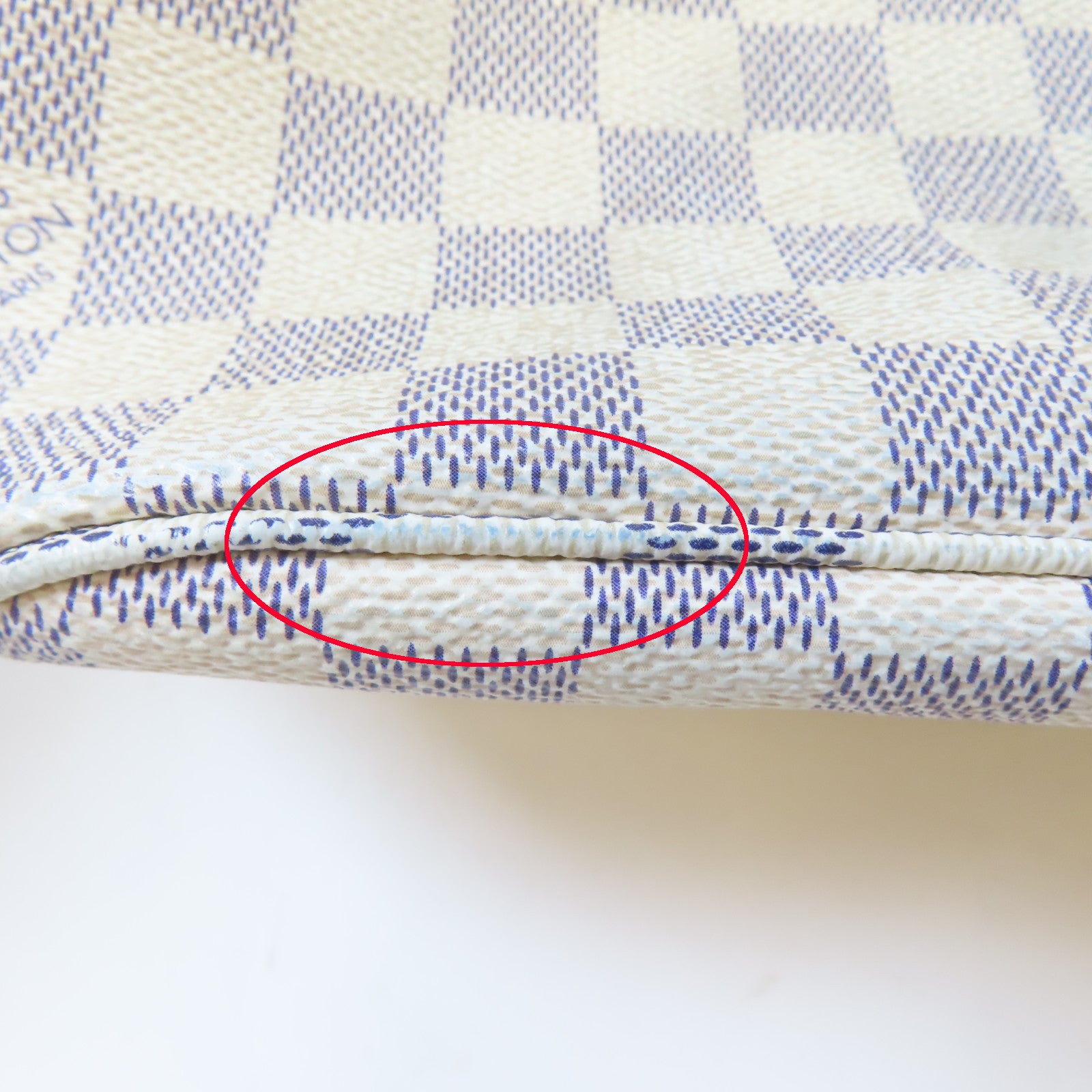 LOUIS VUITTON Damier Azur Neverfull MM金扣手挽袋米色