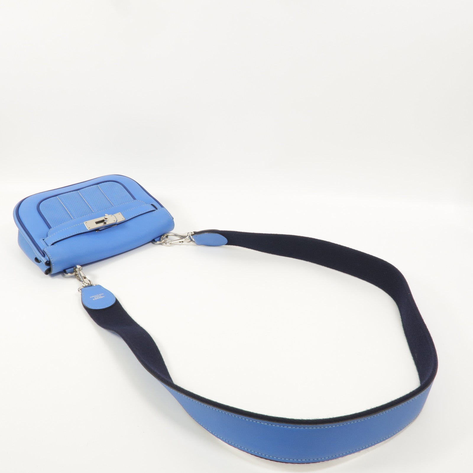 HERMES Swift皮革Berline Mini肩背袋Bleu Saphir