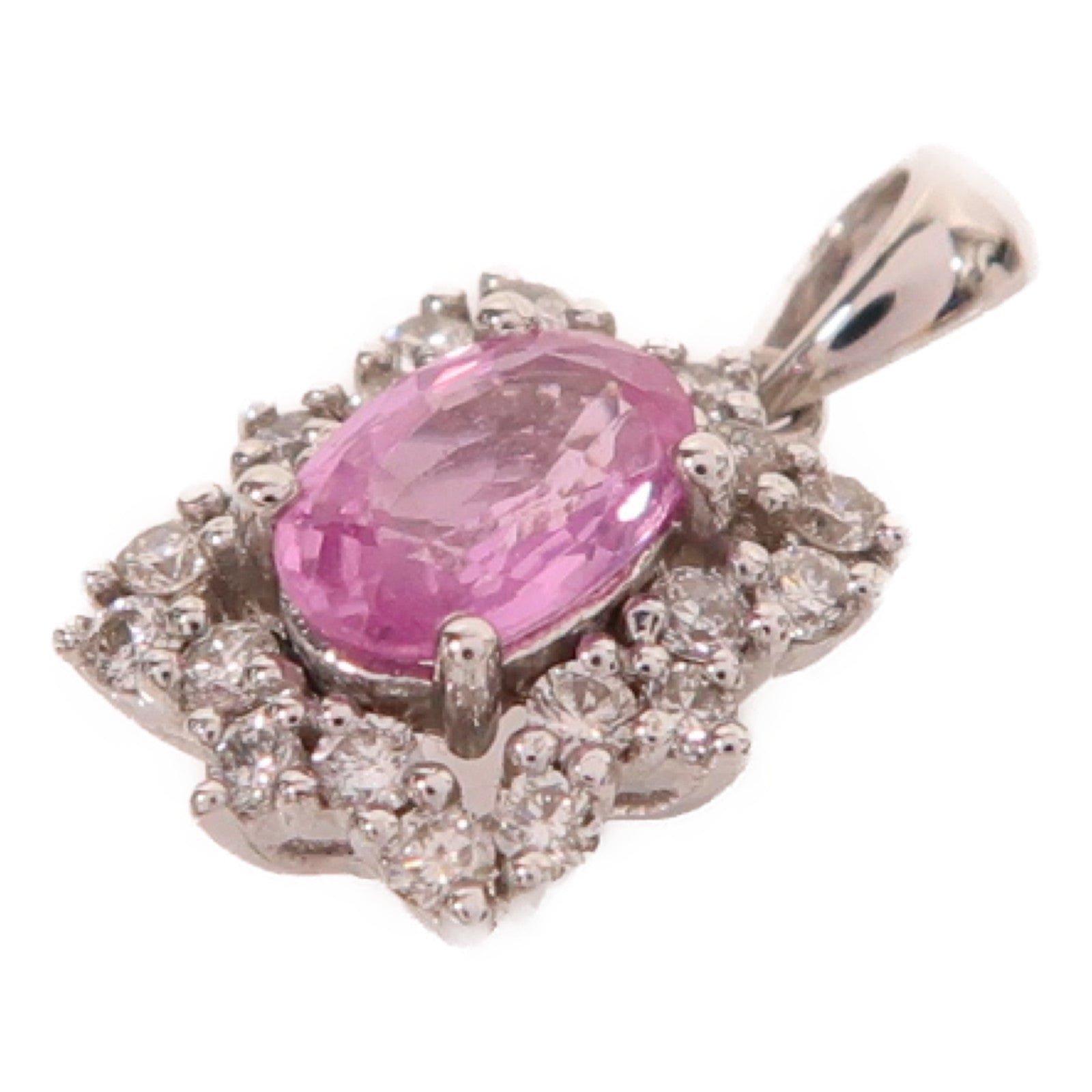 JEWELRY 18K白金Pendant 1.2g 0.51ct粉紅色藍寶石/0.19ct鑽石吊墜