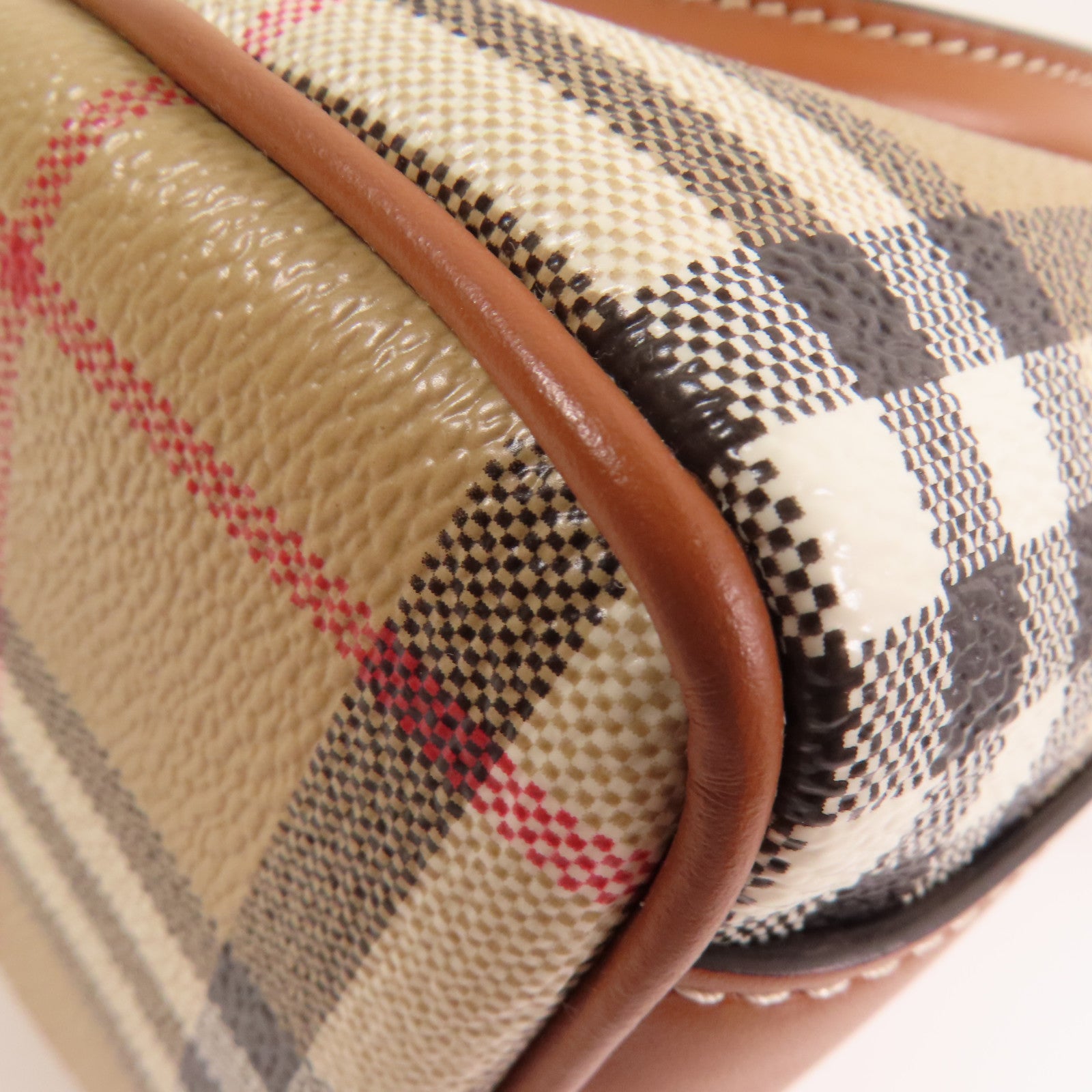 BURBERRY 塗層帆布Mini Check Bowling Bag金扣手挽肩背兩用袋