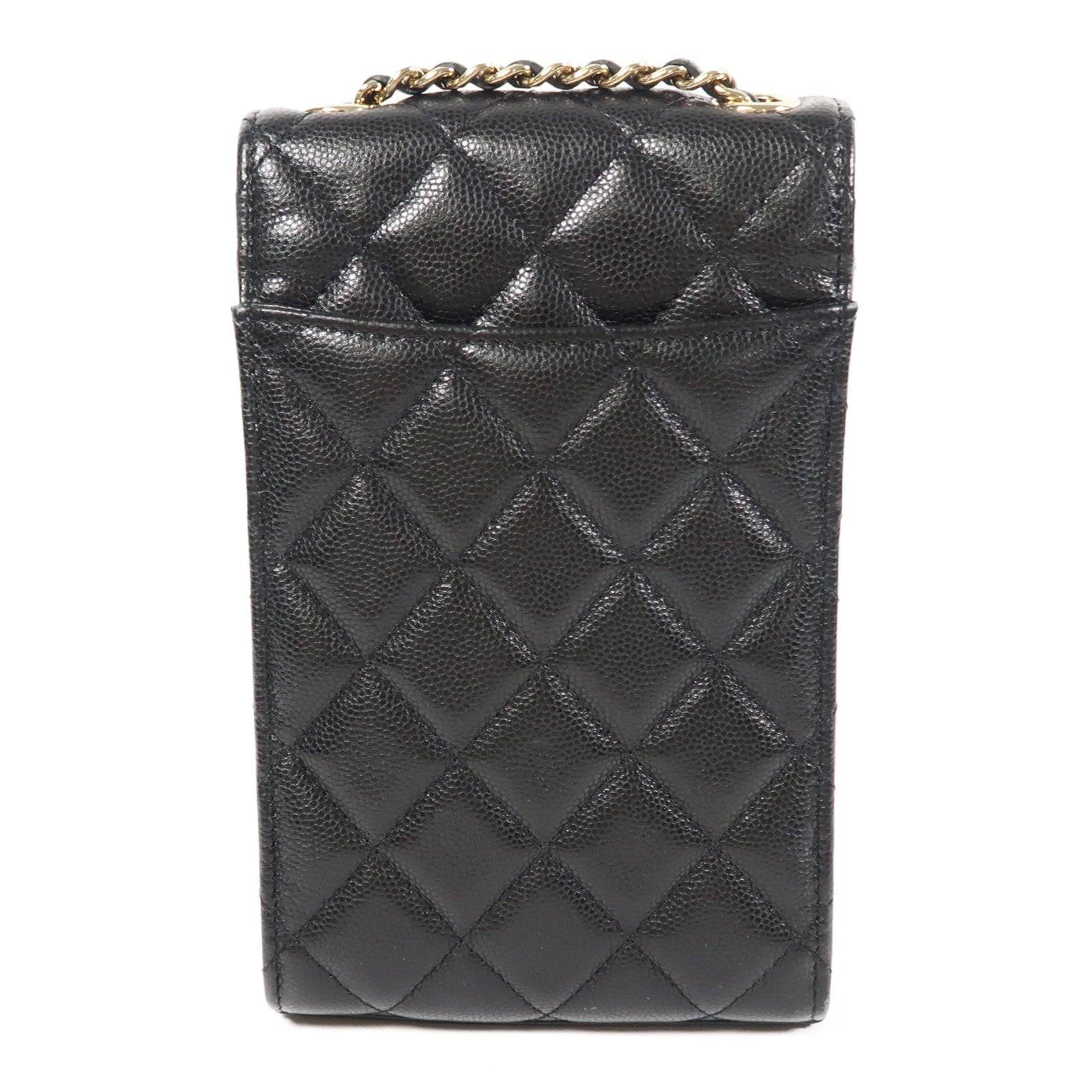 CHANEL 牛皮皮革Phone Bag金扣鏈帶肩背袋