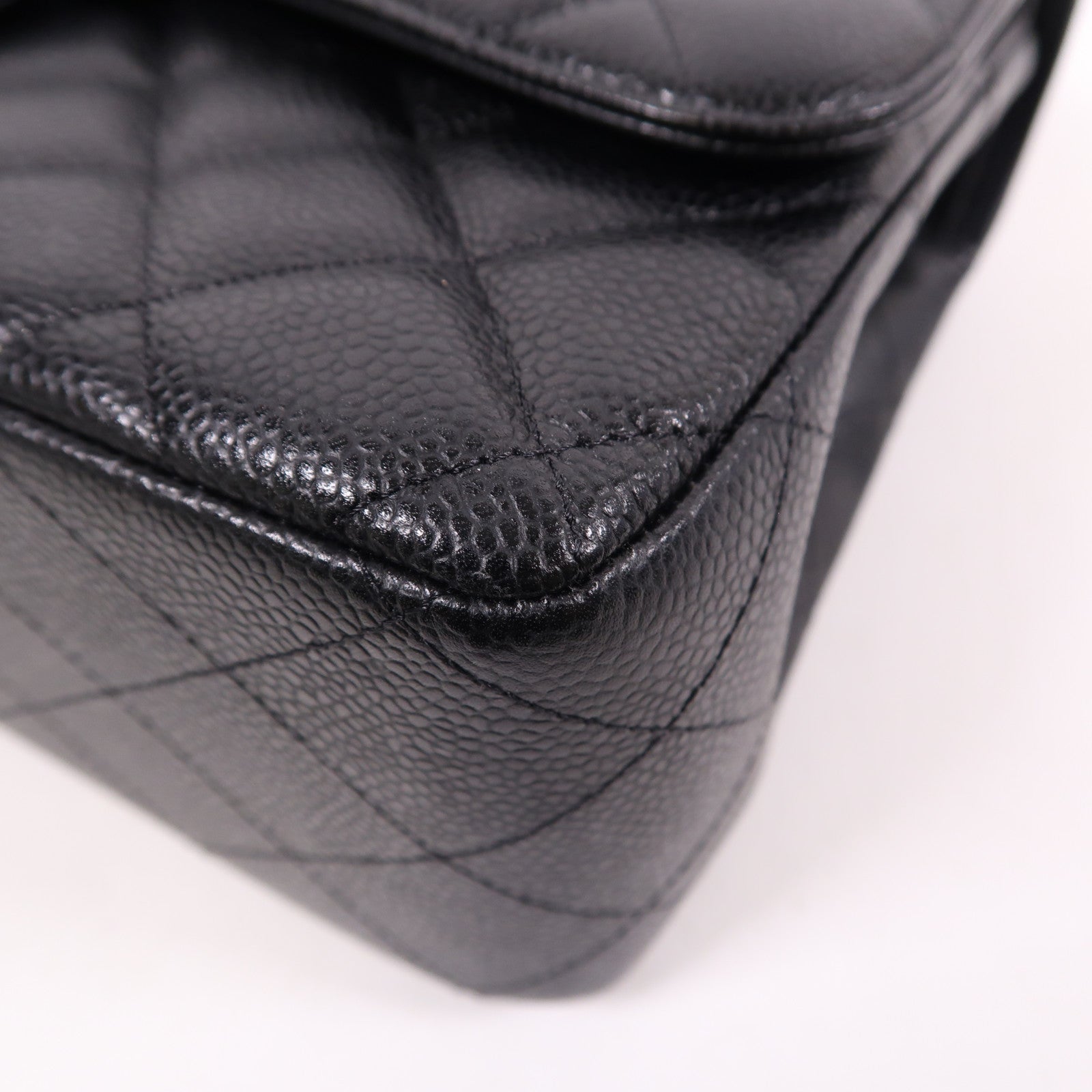 CHANEL 牛皮皮革Large Classic銀扣鏈帶肩背袋