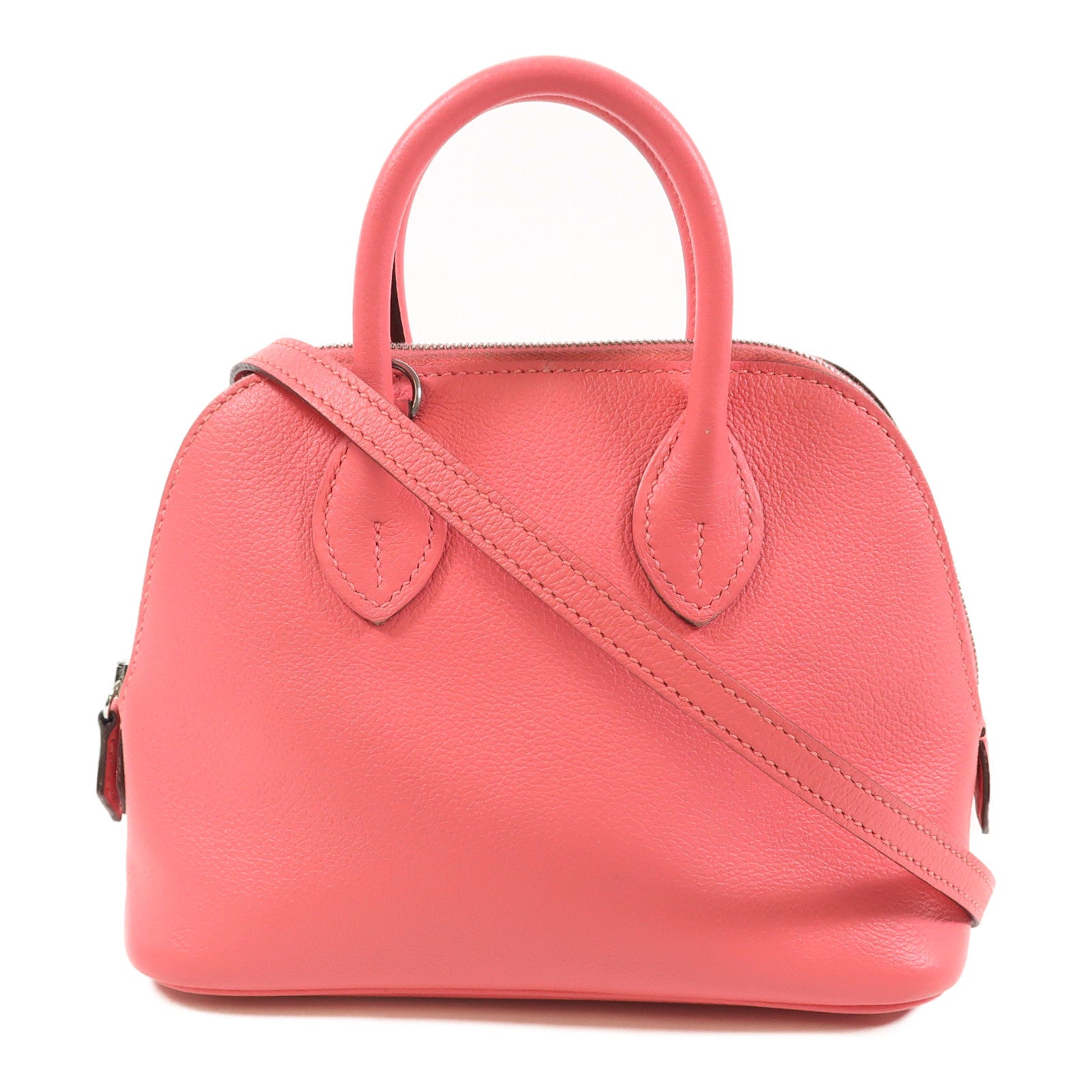 HERMES 【激減優惠】Chevre皮革Bolide 1923 Mini銀扣手挽肩背兩用袋Rose Azalea
